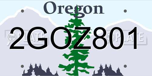 2GOZ801 Oregon License Plate