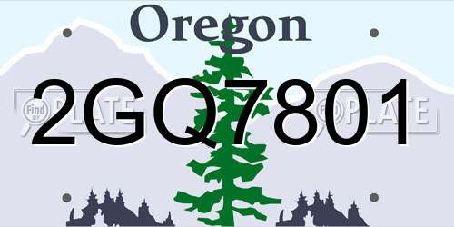2GQ7801 Oregon License Plate