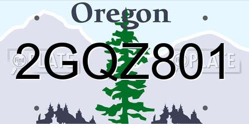 2GQZ801 Oregon License Plate