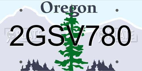 2GSV780 Oregon License Plate