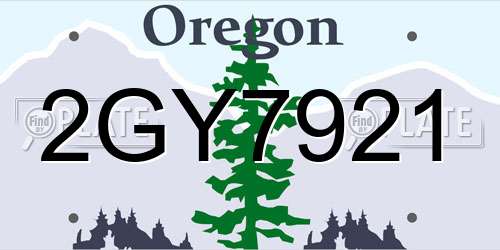 2GY7921 Oregon License Plate
