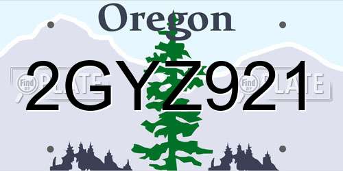 2GYZ921 Oregon License Plate