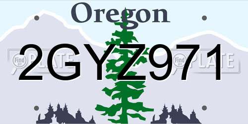 2GYZ971 Oregon License Plate