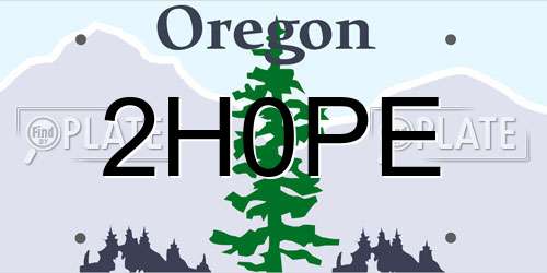 2H0PE Oregon License Plate