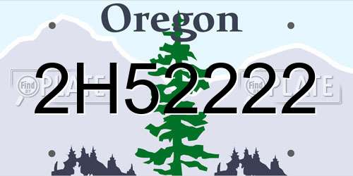 2H52222 Oregon License Plate