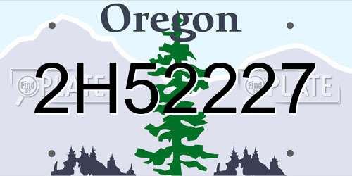2H52227 Oregon License Plate