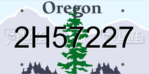2H57227 Oregon License Plate