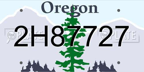 2H87727 Oregon License Plate