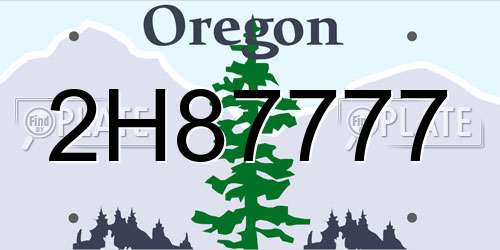 2H87777 Oregon License Plate