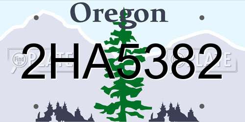 2HA5382 Oregon License Plate