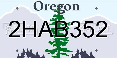 2HAB352 Oregon License Plate