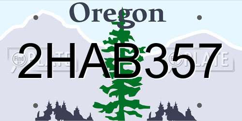 2HAB357 Oregon License Plate