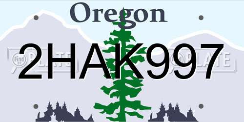2HAK997 Oregon License Plate