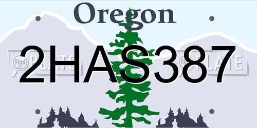 2HAS387 Oregon License Plate