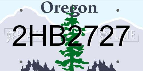 2HB2727 Oregon License Plate