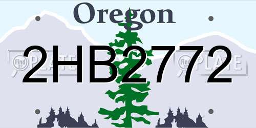 2HB2772 Oregon License Plate