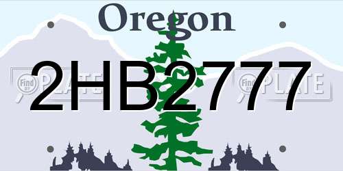 2HB2777 Oregon License Plate
