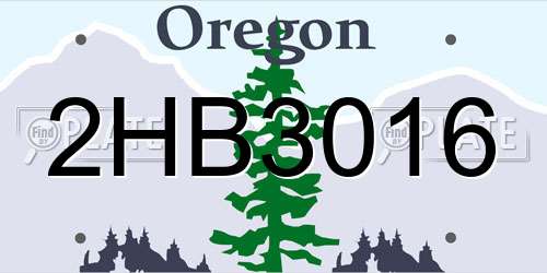 2HB3016 Oregon License Plate