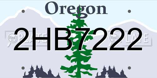 2HB7222 Oregon License Plate