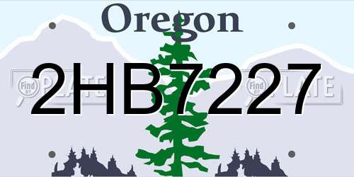 2HB7227 Oregon License Plate