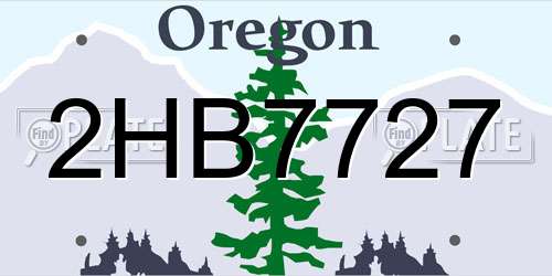 2HB7727 Oregon License Plate