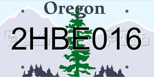 2HBE016 Oregon License Plate