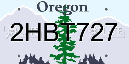 2HBT727 Oregon License Plate