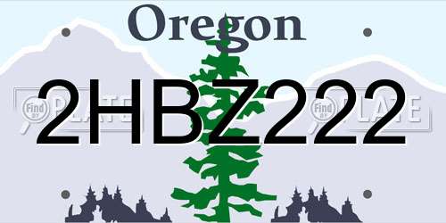 2HBZ222 Oregon License Plate