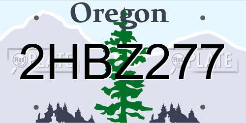 2HBZ277 Oregon License Plate