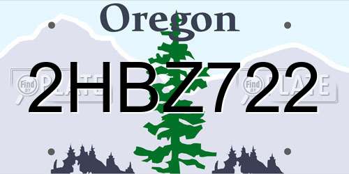 2HBZ722 Oregon License Plate
