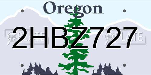 2HBZ727 Oregon License Plate