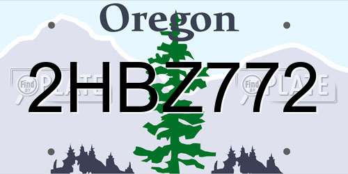 2HBZ772 Oregon License Plate