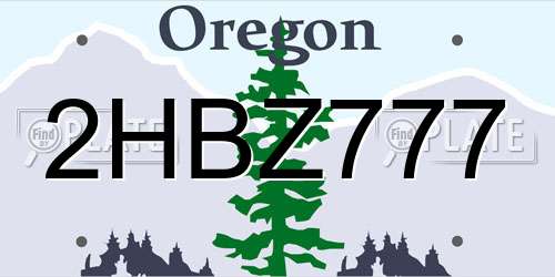2HBZ777 Oregon License Plate