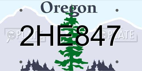 2HE847 Oregon License Plate