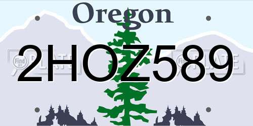 2HOZ589 Oregon License Plate