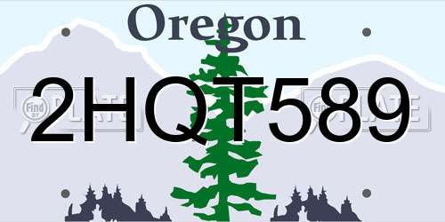 2HQT589 Oregon License Plate