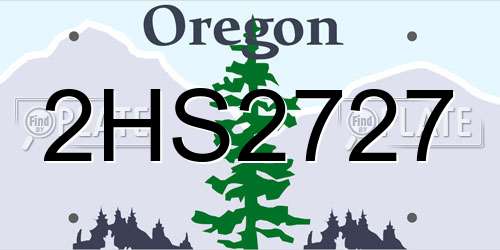 2HS2727 Oregon License Plate