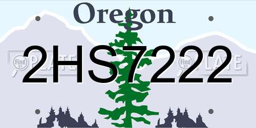 2HS7222 Oregon License Plate