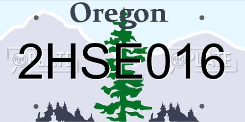 2HSE016 Oregon License Plate