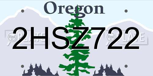 2HSZ722 Oregon License Plate