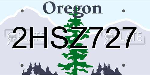 2HSZ727 Oregon License Plate