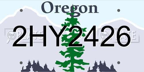 2HY2426 Oregon License Plate