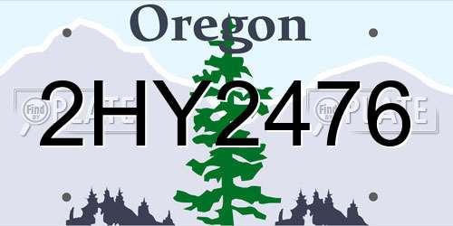 2HY2476 Oregon License Plate