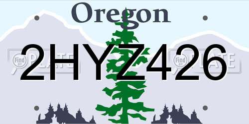2HYZ426 Oregon License Plate
