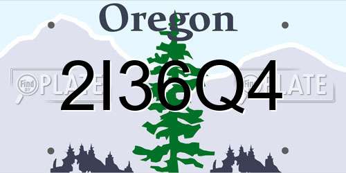 2I36Q4 Oregon License Plate