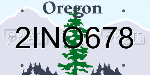 2INO678 Oregon License Plate