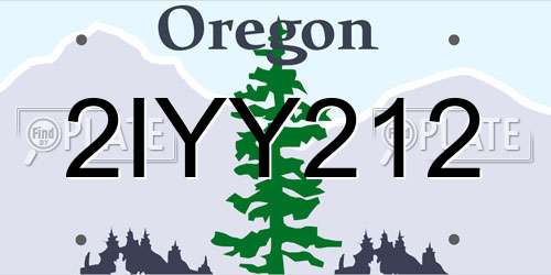 2IYY212 Oregon License Plate