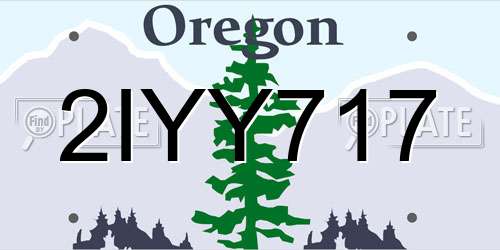 2IYY717 Oregon License Plate