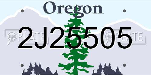 2J25505 Oregon License Plate