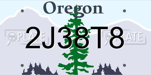2J38T8 Oregon License Plate